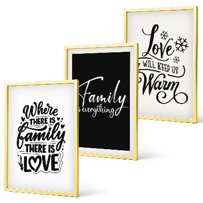 Three-piece wall art piece Family, love, warmth, home