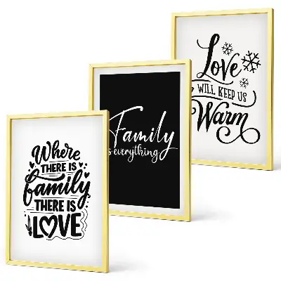 Three-piece wall art set featuring family, love, warmth, and home themes