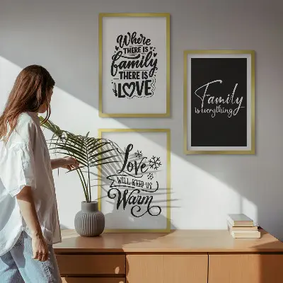 Three-piece wall art set featuring family, love, warmth, and home themes