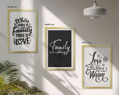 Three-piece wall art piece Family, love, warmth, home