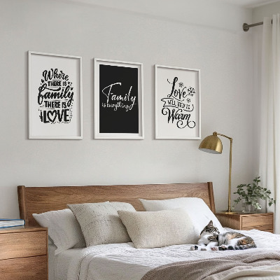 Three-piece wall art piece Family, love, warmth, home