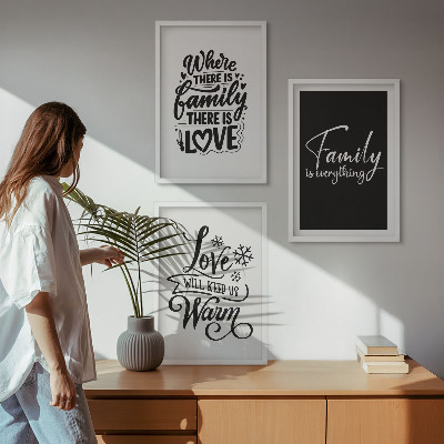Three-piece wall art piece Family, love, warmth, home