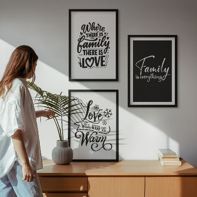 Three-piece wall art piece Family, love, warmth, home