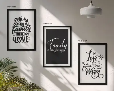 Three-piece wall art set featuring family, love, warmth, and home themes