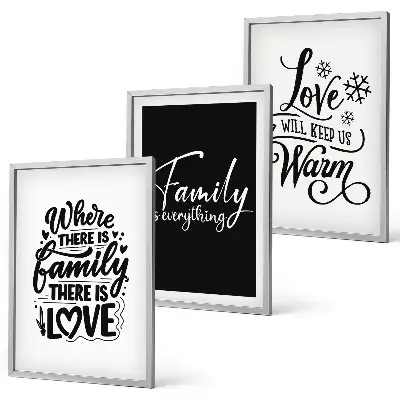 Three-piece wall art set featuring family, love, warmth, and home themes