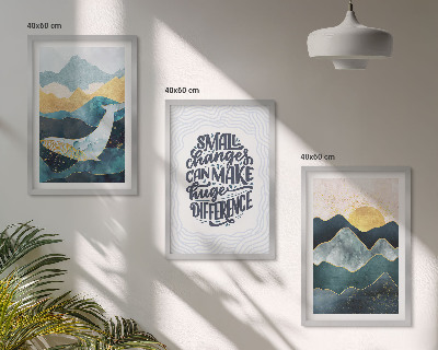 Set of 3 framed wall art pieces Abstract Mountains Inspiration
