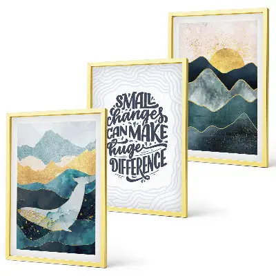 Abstract Mountains wall art set of 3 framed pieces