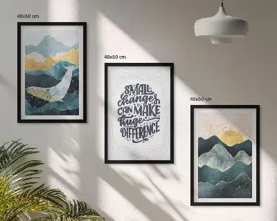 Abstract Mountains wall art set of 3 framed pieces