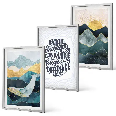 Abstract Mountains wall art set of 3 framed pieces