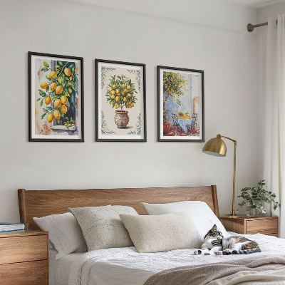 Wall art set Lemon trees fruits sun