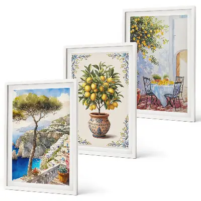 Wall art set featuring a sea lemon tree