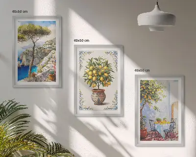Wall art set featuring a sea lemon tree