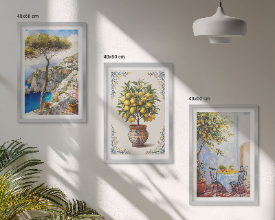 Wall art set Sea lemon tree table
