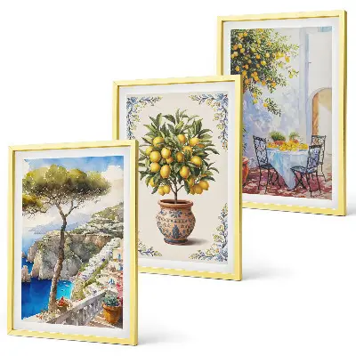 Wall art set featuring a sea lemon tree