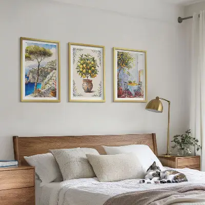 Wall art set featuring a sea lemon tree