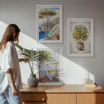 Wall art set featuring a sea lemon tree