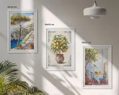 Wall art set featuring a sea lemon tree
