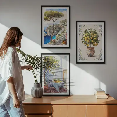 Wall art set featuring a sea lemon tree