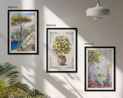 Wall art set featuring a sea lemon tree