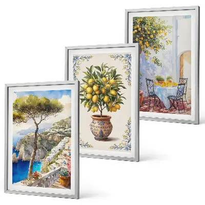 Wall art set featuring a sea lemon tree