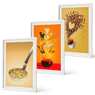 Three-piece wall art set featuring kitchen and food themes