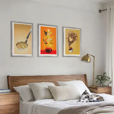 Three-piece wall art set featuring kitchen and food themes
