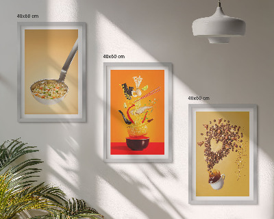 Three-piece wall art piece Kitchen food themes