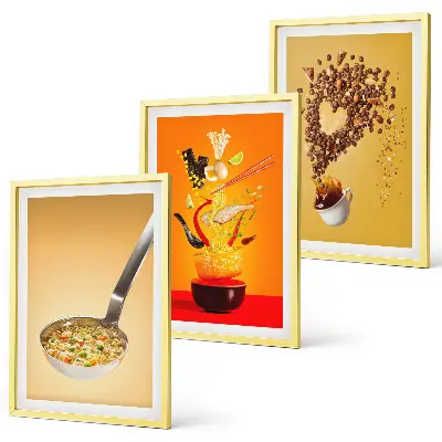 Three-piece wall art set featuring kitchen and food themes