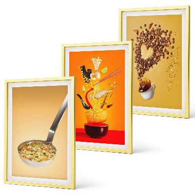 Three-piece wall art piece Kitchen food themes