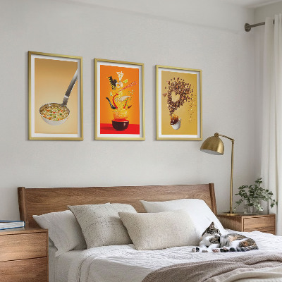 Three-piece wall art piece Kitchen food themes