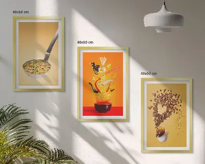 Three-piece wall art set featuring kitchen and food themes