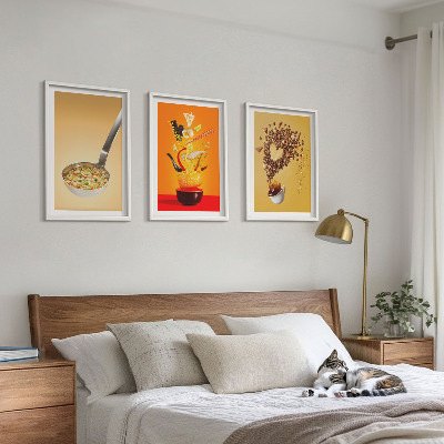 Three-piece wall art piece Kitchen food themes