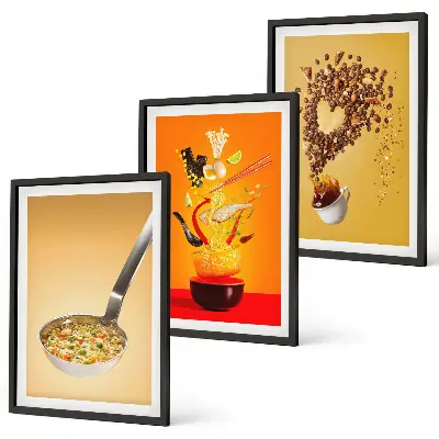 Three-piece wall art set featuring kitchen and food themes