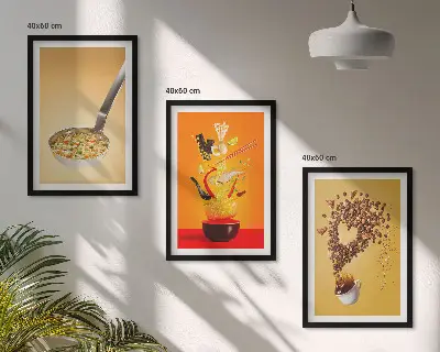 Three-piece wall art set featuring kitchen and food themes