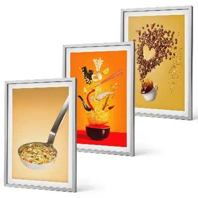 Three-piece wall art set featuring kitchen and food themes