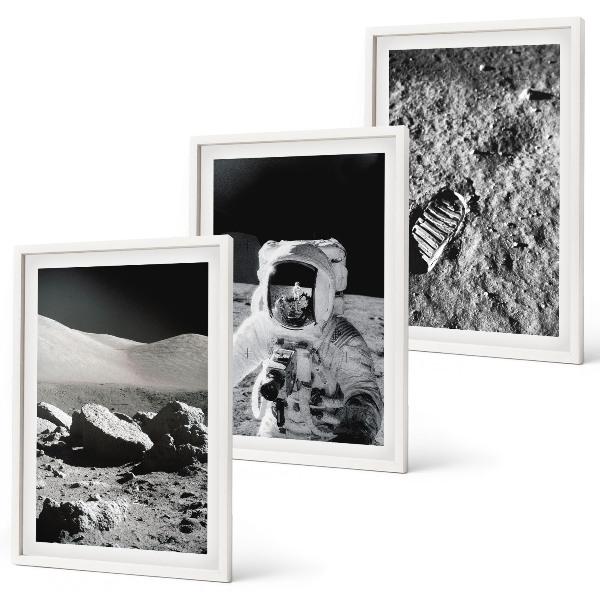 Wall art set NASA photos moon astronaut