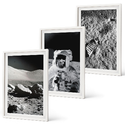 Wall art set NASA photos moon astronaut