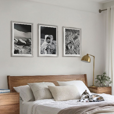 Wall art set NASA photos moon astronaut
