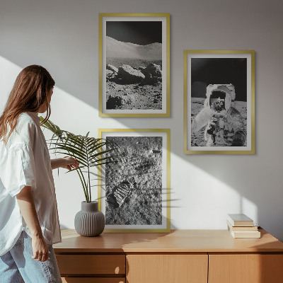 Wall art set NASA photos moon astronaut