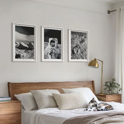 Wall art set NASA photos moon astronaut