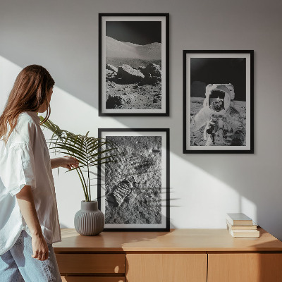 Wall art set NASA photos moon astronaut