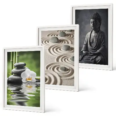 Zen Buddha wall art set three piece canvas print with a relaxing view