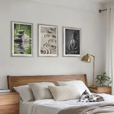 Zen Buddha wall art set three piece canvas print with a relaxing view