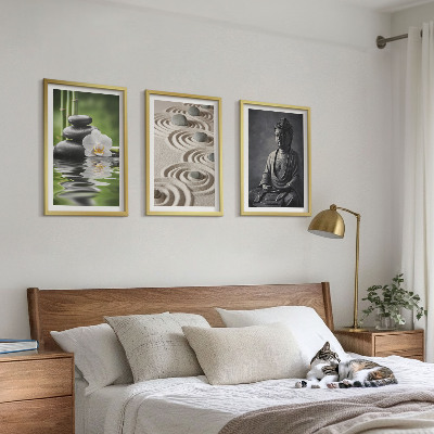 Three-piece wall art piece Relaxing View of Zen Buddha