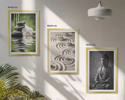Zen Buddha wall art set three piece canvas print with a relaxing view