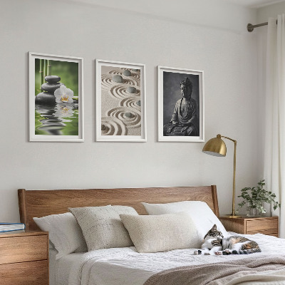 Three-piece wall art piece Relaxing View of Zen Buddha