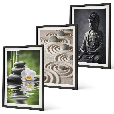 Three-piece wall art piece Relaxing View of Zen Buddha