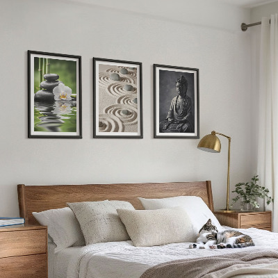 Three-piece wall art piece Relaxing View of Zen Buddha