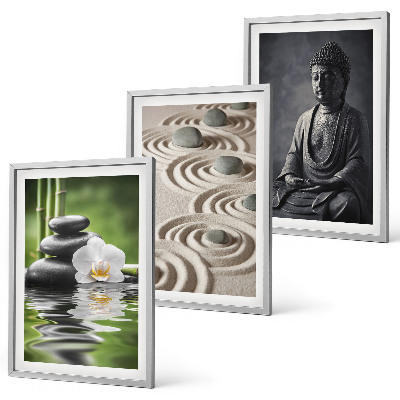 Three-piece wall art piece Relaxing View of Zen Buddha