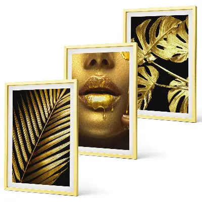 Three-piece monstera palm and woman's mouth wall art three-piece wall art piece